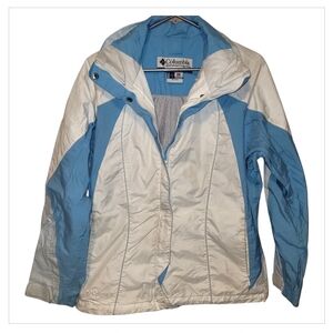 Columbia Womens Medium Interchange Omni-Tech Waterproof Ski Jacket Blue White